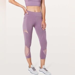 Lululemon Women's Forget The Sweat Crop Smoked Mulberry Size 2 Stretch leggings